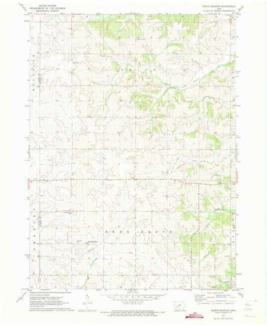 Classic USGS North Branch Iowa 7.5'x7.5' Topo Map Image