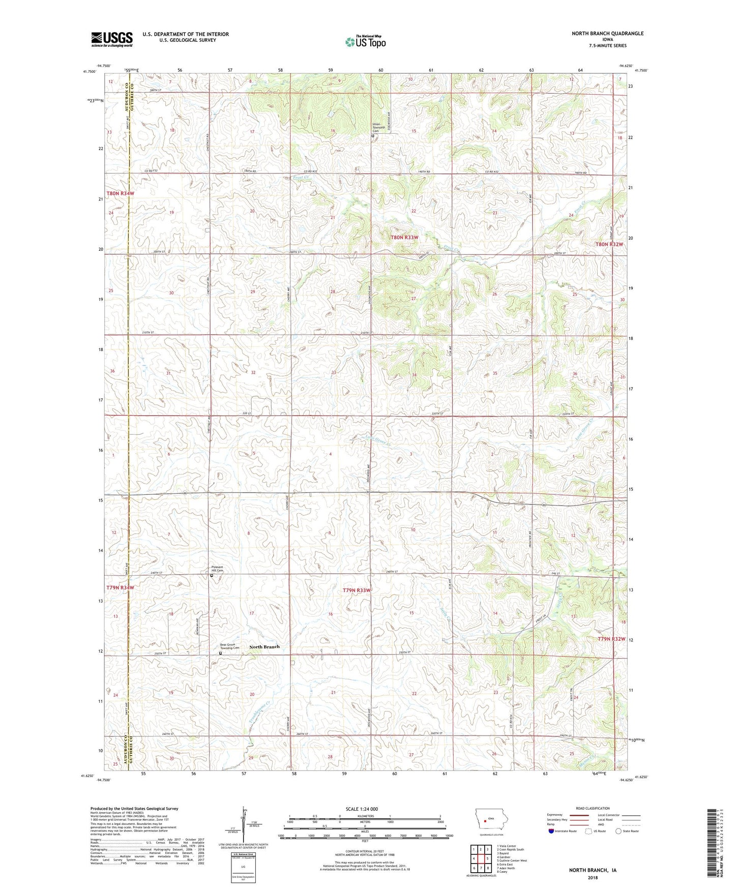 North Branch Iowa US Topo Map Image