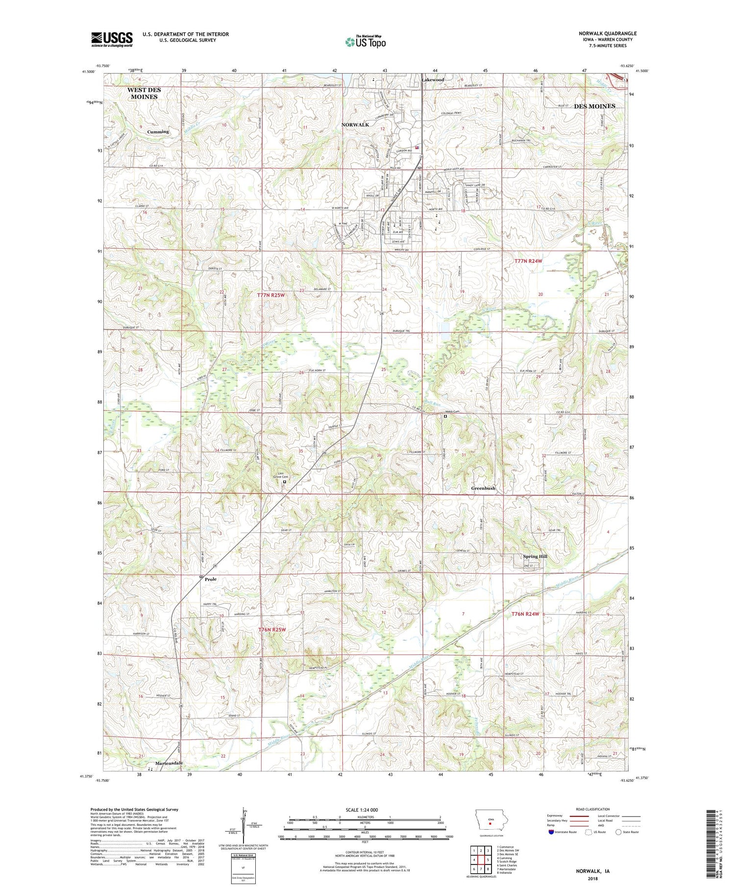 Norwalk Iowa US Topo Map Image