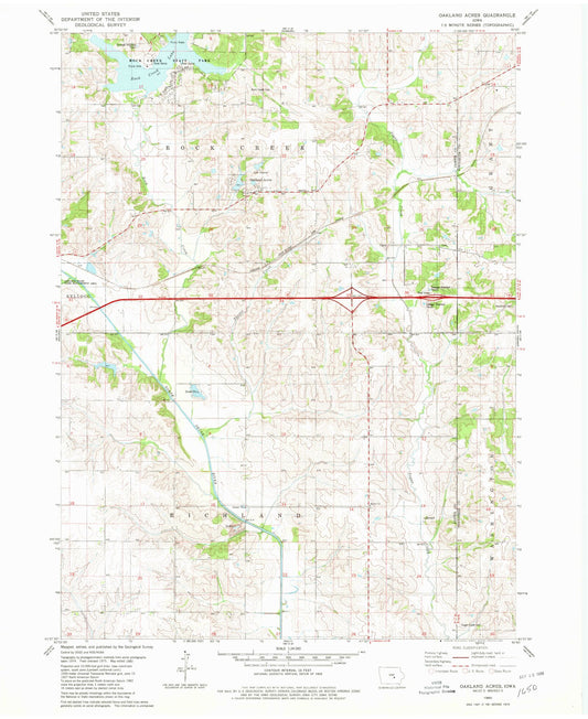 Classic USGS Oakland Acres Iowa 7.5'x7.5' Topo Map Image