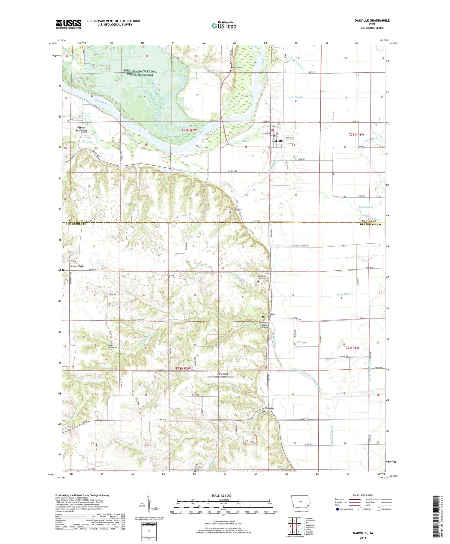 Oakville Iowa US Topo Map Image
