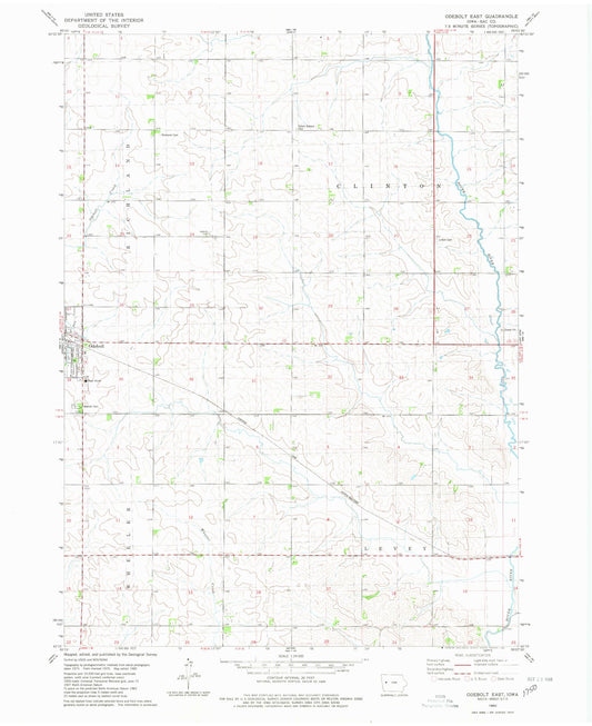 Classic USGS Odebolt East Iowa 7.5'x7.5' Topo Map Image