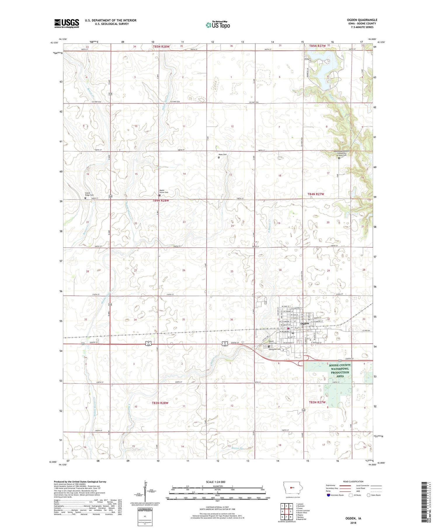 Ogden Iowa US Topo Map Image
