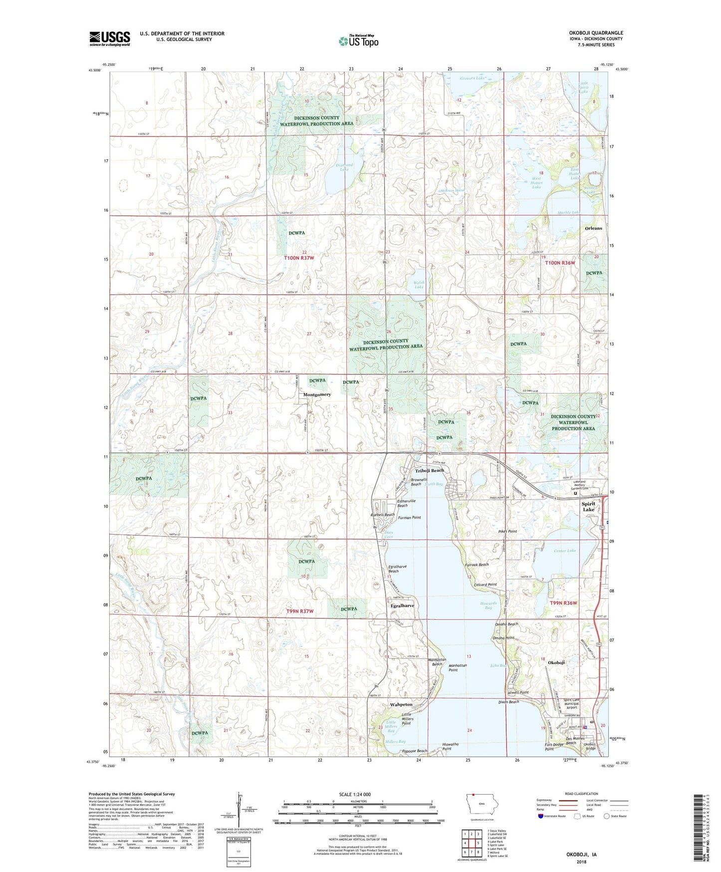 Okoboji Iowa US Topo Map Image