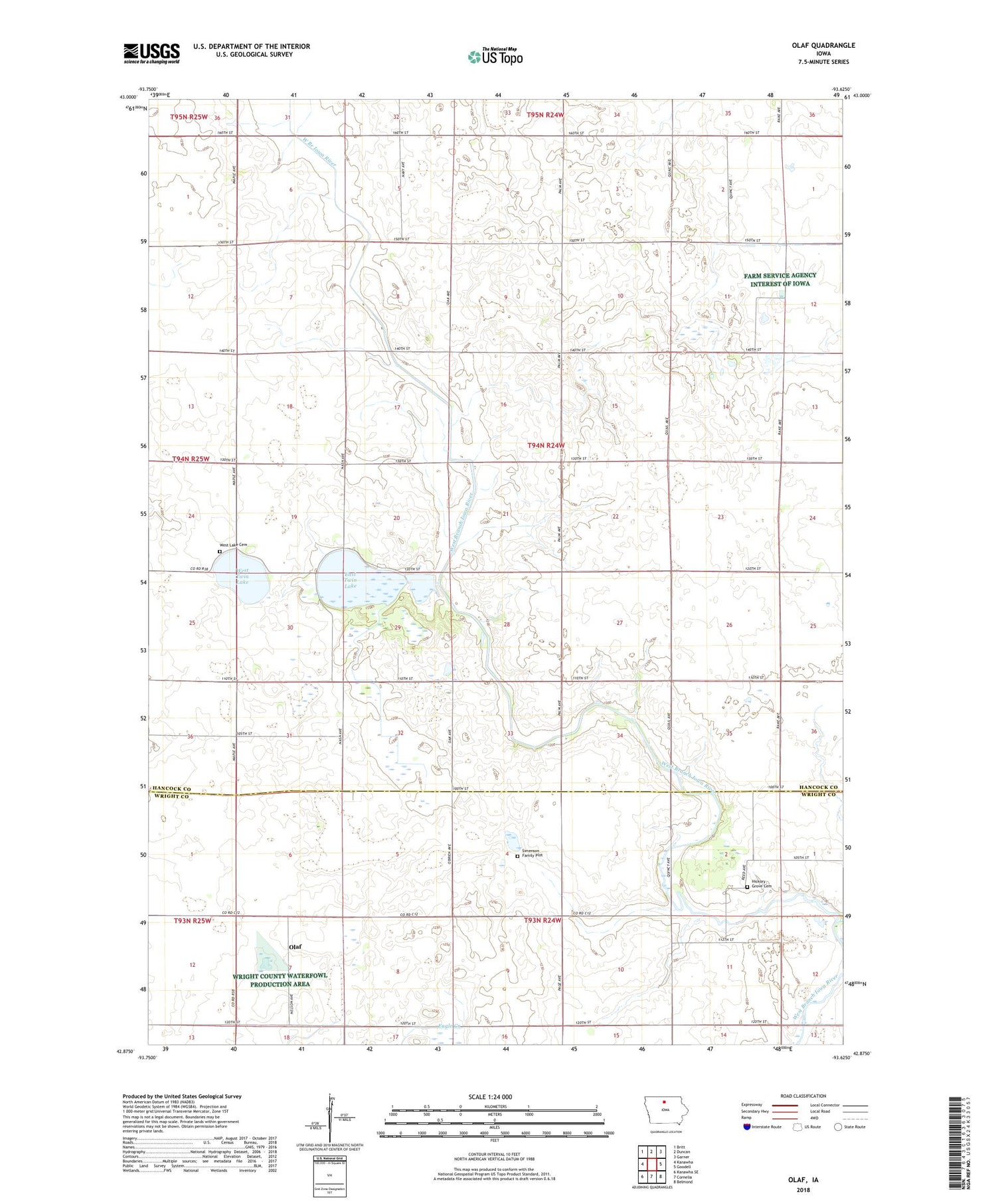 Olaf Iowa US Topo Map Image