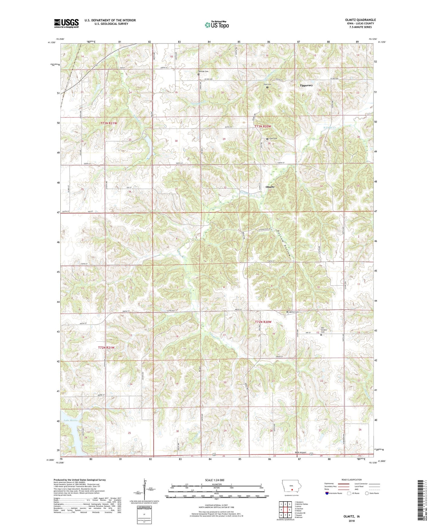 Olmitz Iowa US Topo Map Image