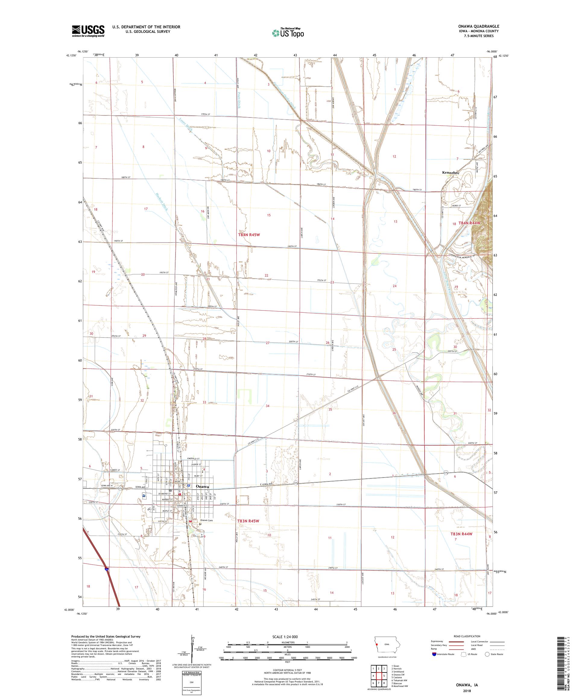 Onawa Iowa US Topo Map – MyTopo Map Store