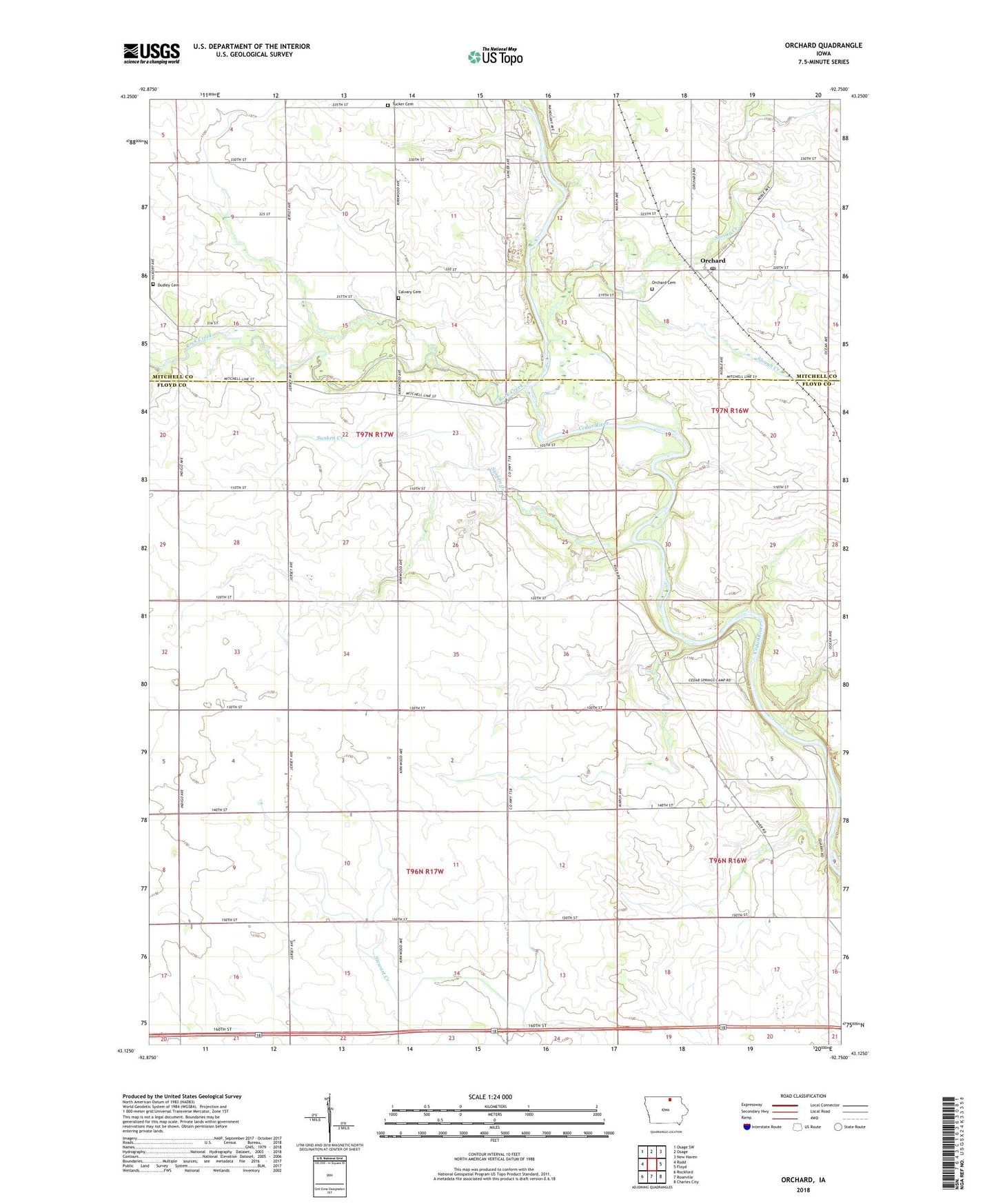 Orchard Iowa US Topo Map Image