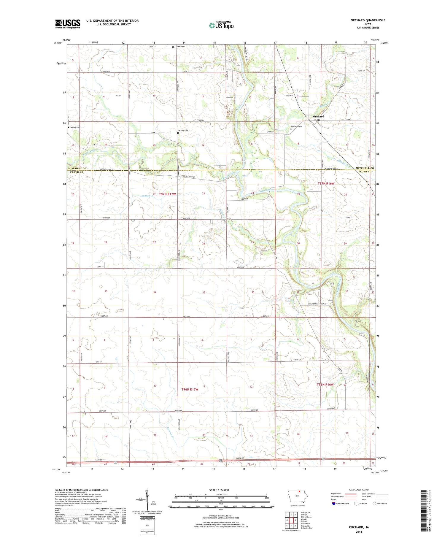 Orchard Iowa US Topo Map Image