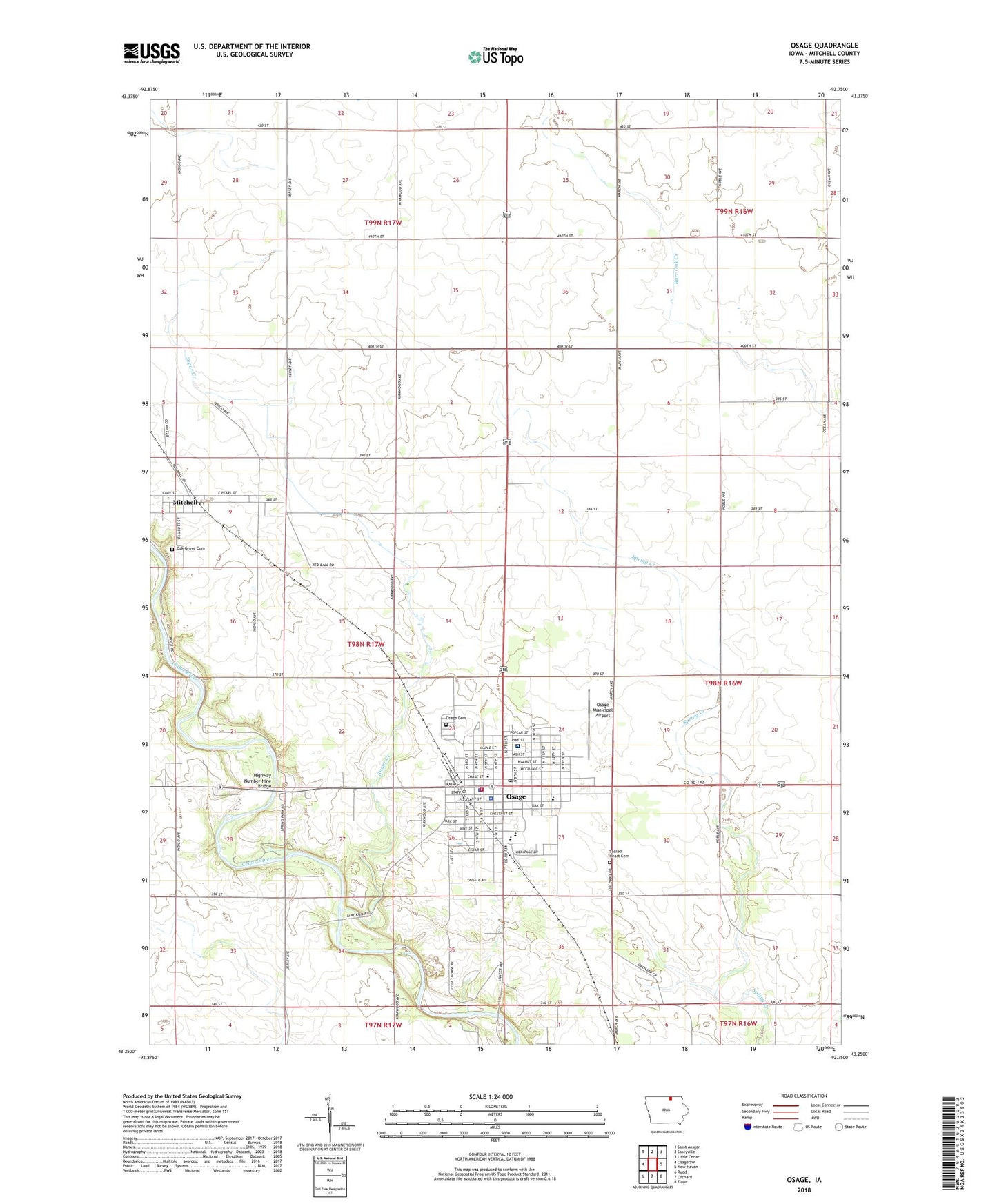Osage Iowa US Topo Map Image
