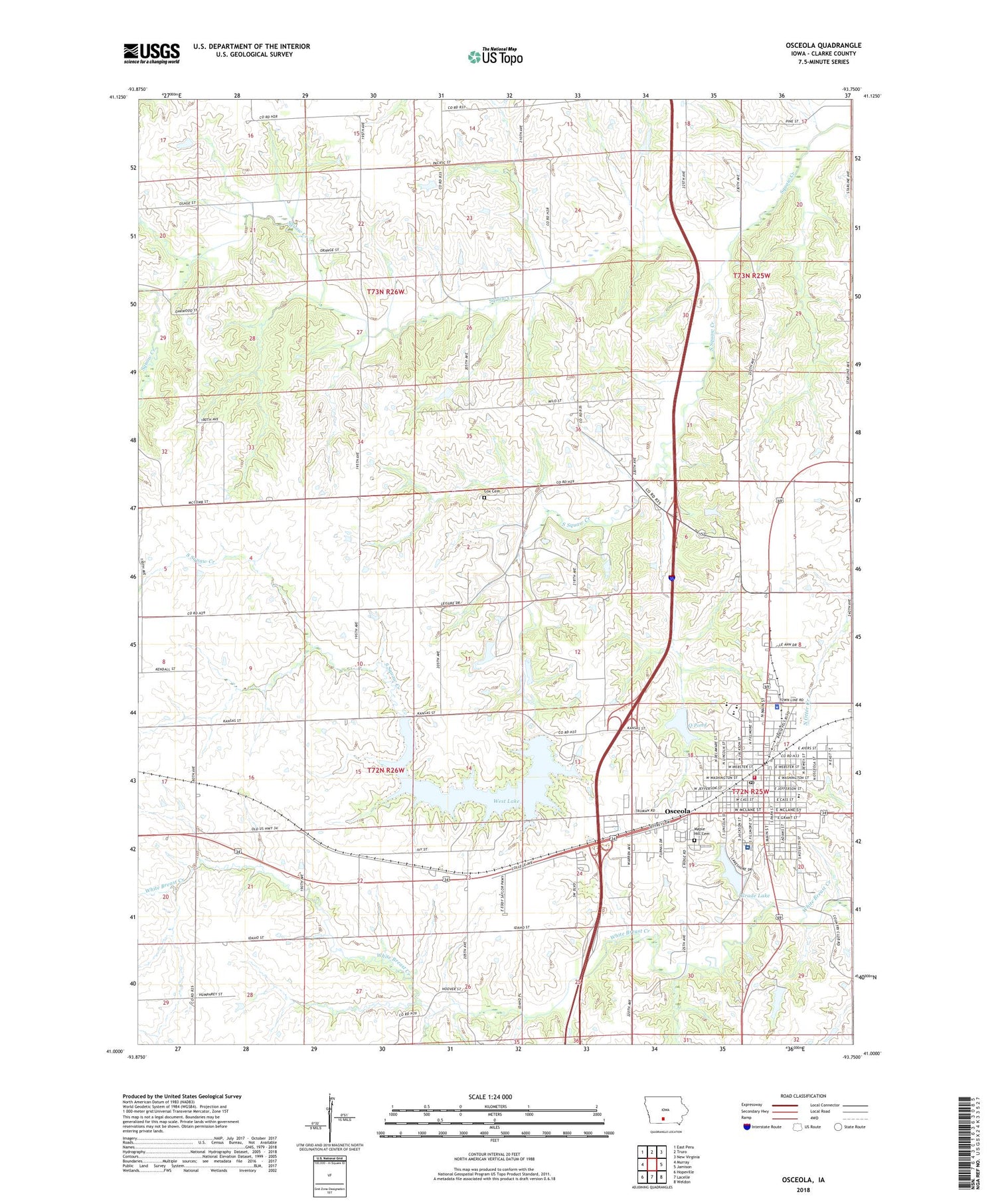 Osceola Iowa US Topo Map Image