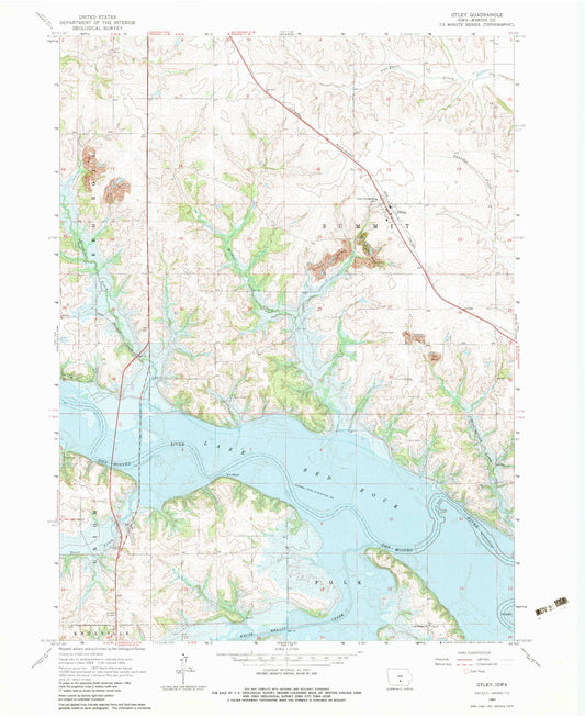 Classic USGS Otley Iowa 7.5'x7.5' Topo Map Image
