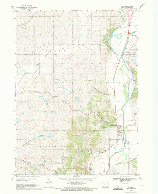 Classic USGS Oto Iowa 7.5'x7.5' Topo Map Image