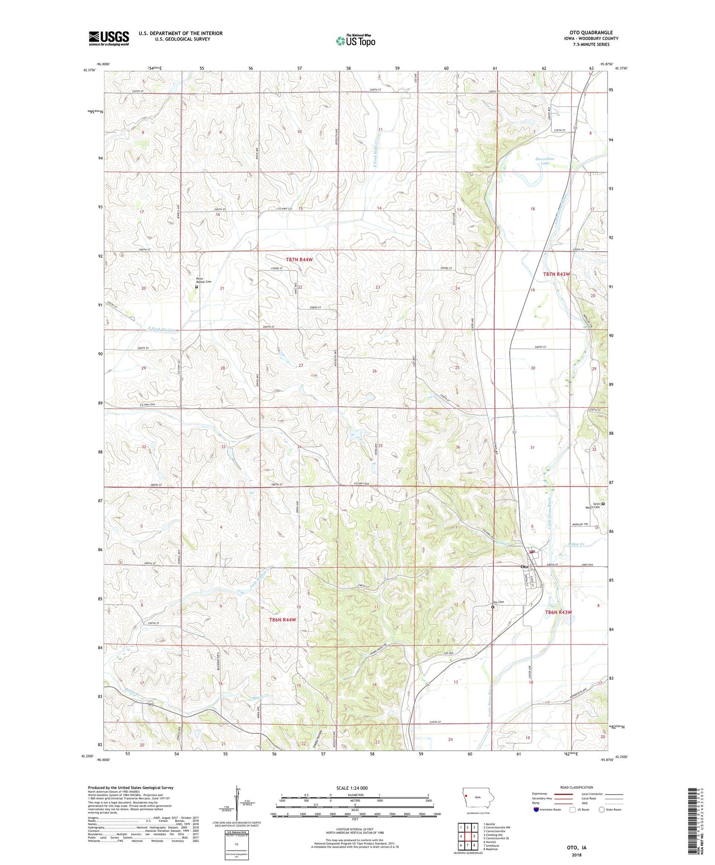 Oto Iowa US Topo Map Image