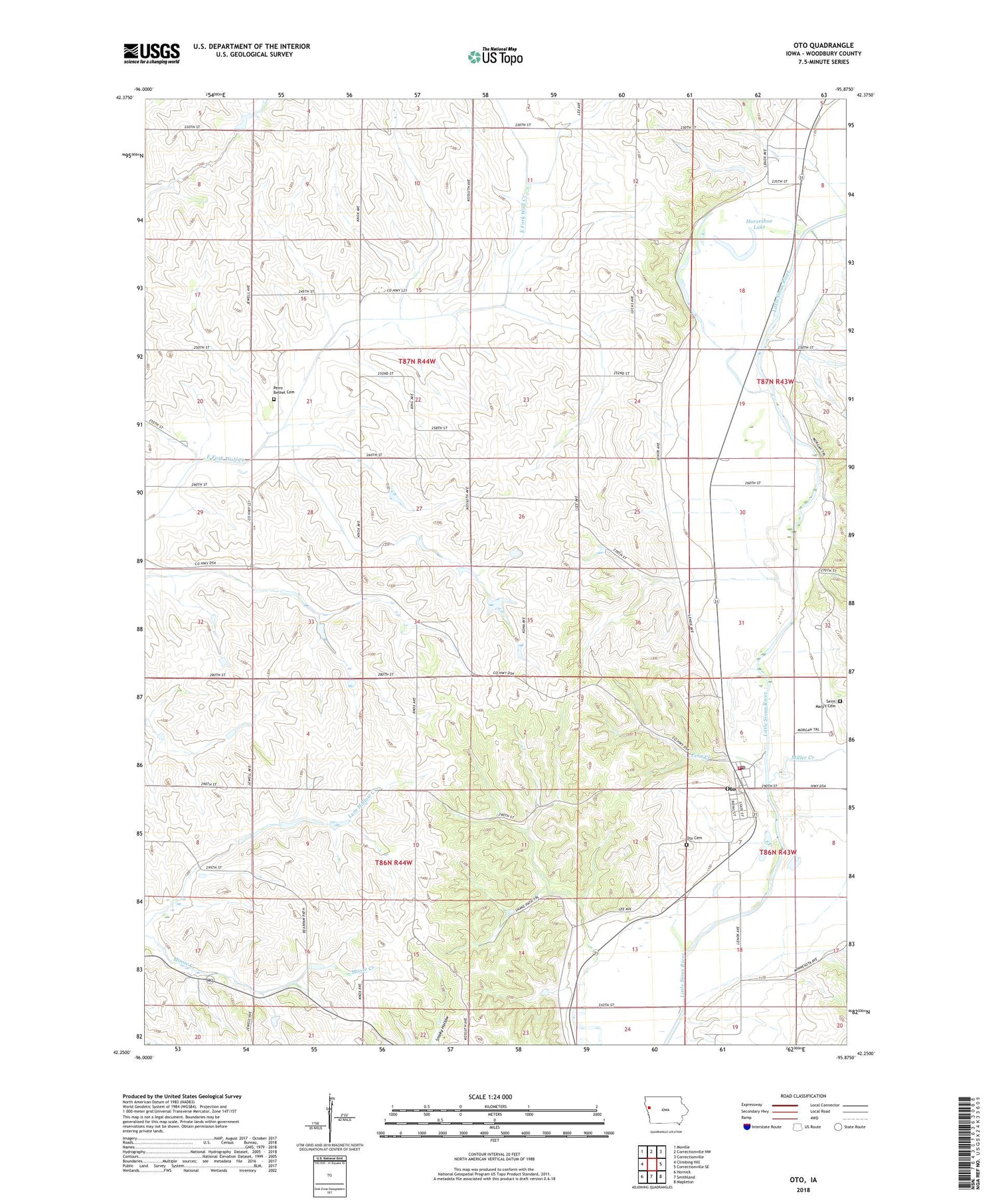 Oto Iowa US Topo Map Image