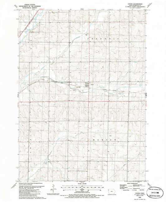 Classic USGS Oyens Iowa 7.5'x7.5' Topo Map Image