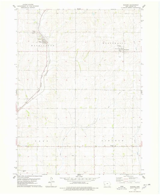 Classic USGS Panama Iowa 7.5'x7.5' Topo Map Image