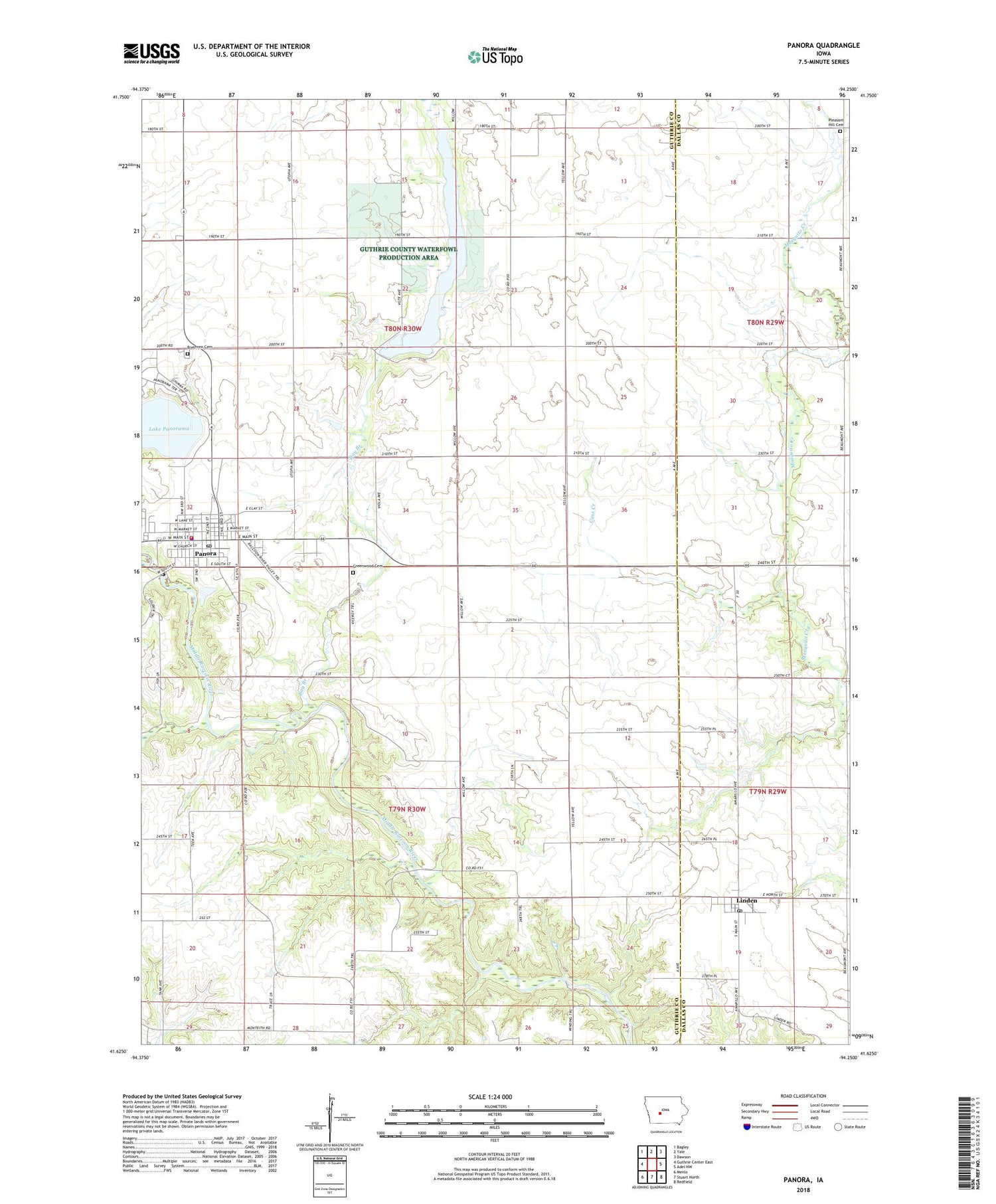 Panora Iowa US Topo Map Image