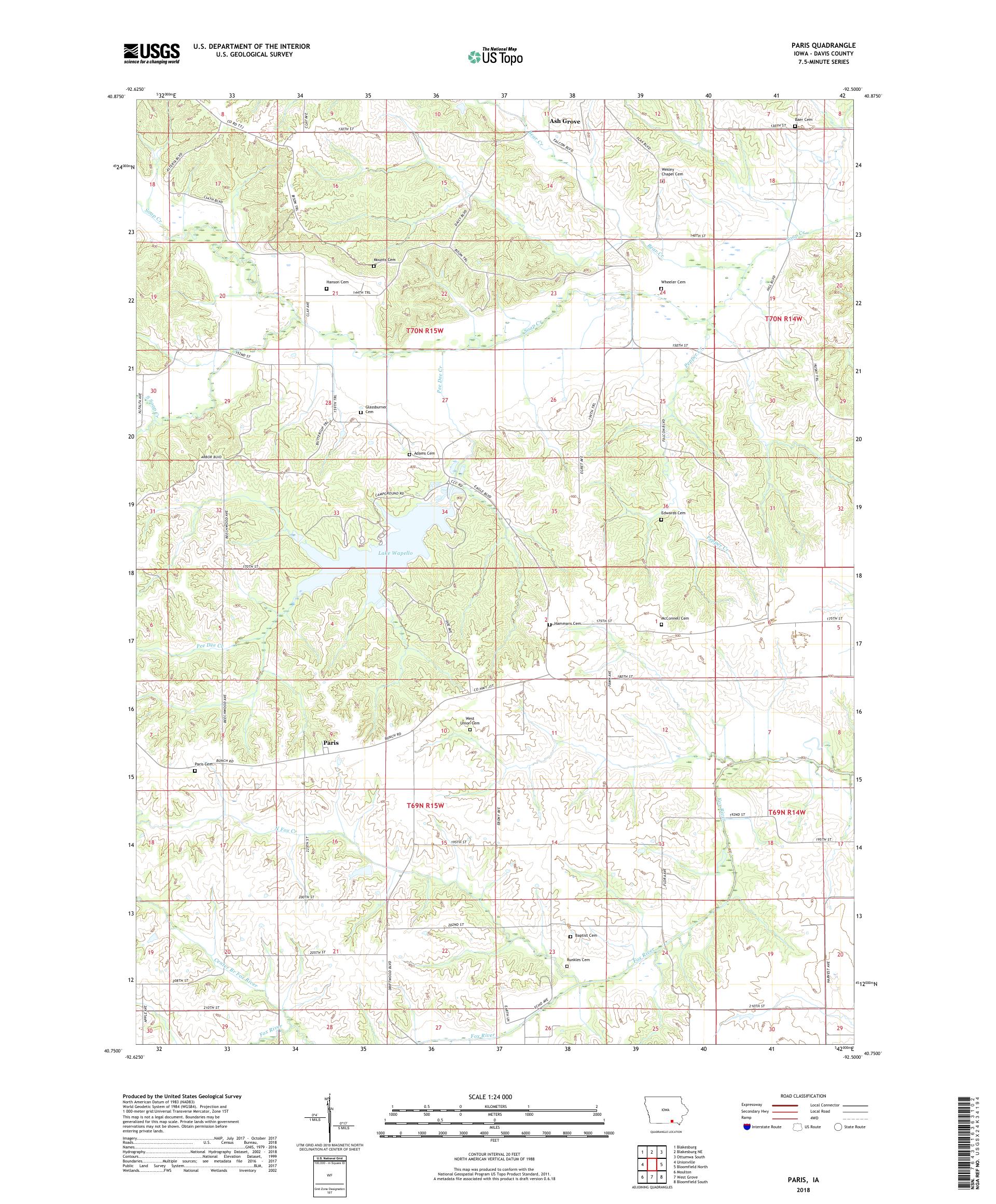 Paris Iowa US Topo Map – MyTopo Map Store