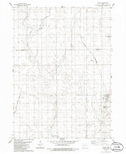 Classic USGS Paton Iowa 7.5'x7.5' Topo Map Image