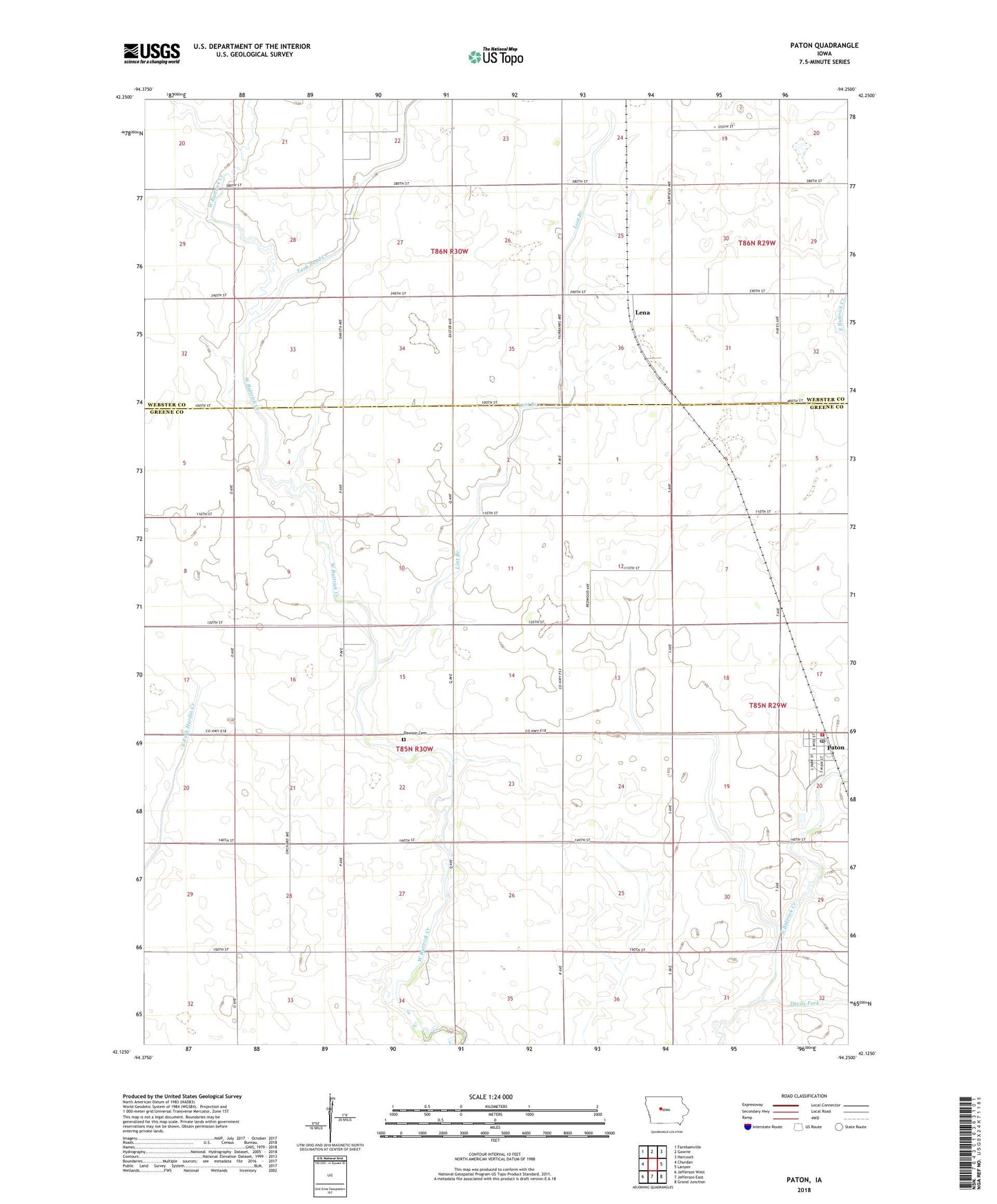 Paton Iowa US Topo Map Image