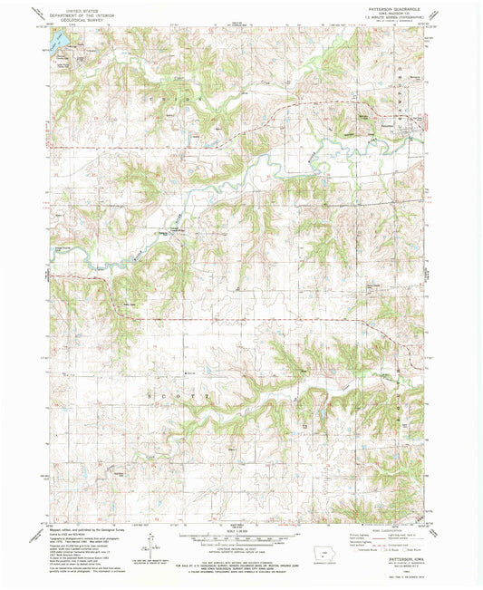 Classic USGS Patterson Iowa 7.5'x7.5' Topo Map Image