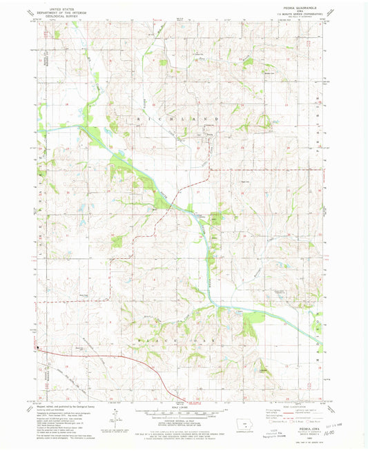 Classic USGS Peoria Iowa 7.5'x7.5' Topo Map Image