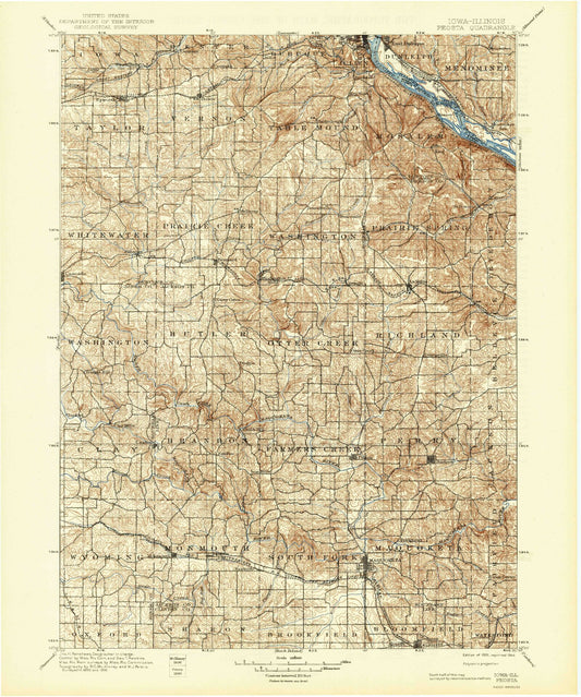 Historic 1901 Peosta Iowa 30'x30' Topo Map Image