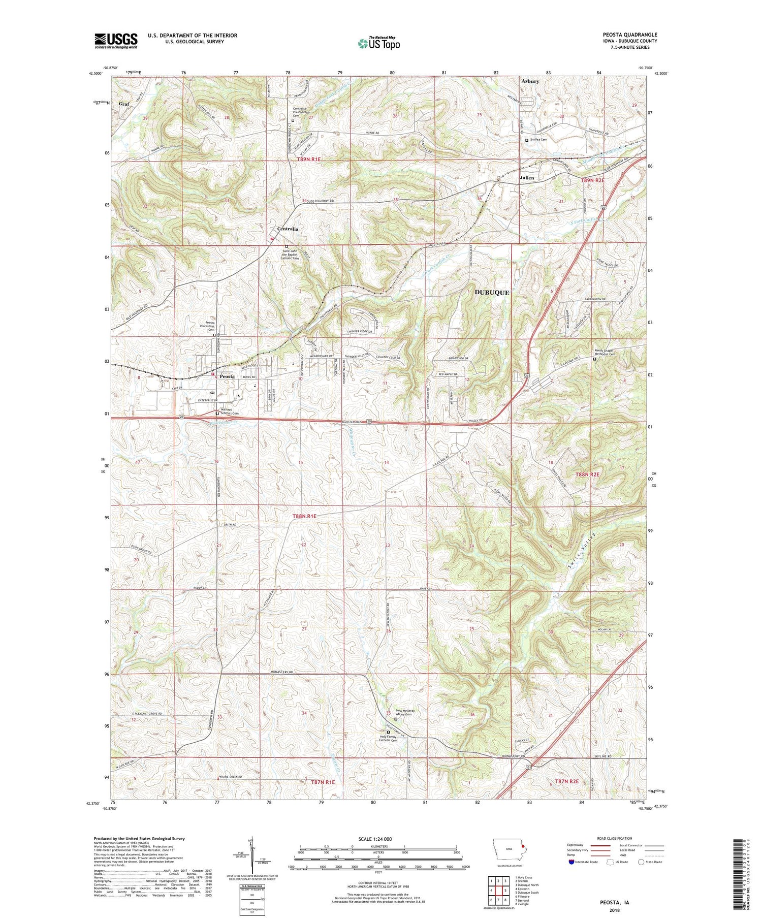 Peosta Iowa US Topo Map Image