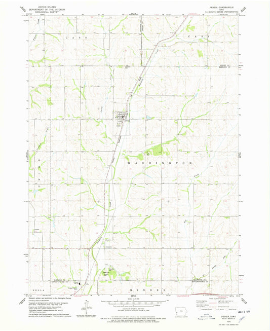 Classic USGS Persia Iowa 7.5'x7.5' Topo Map Image