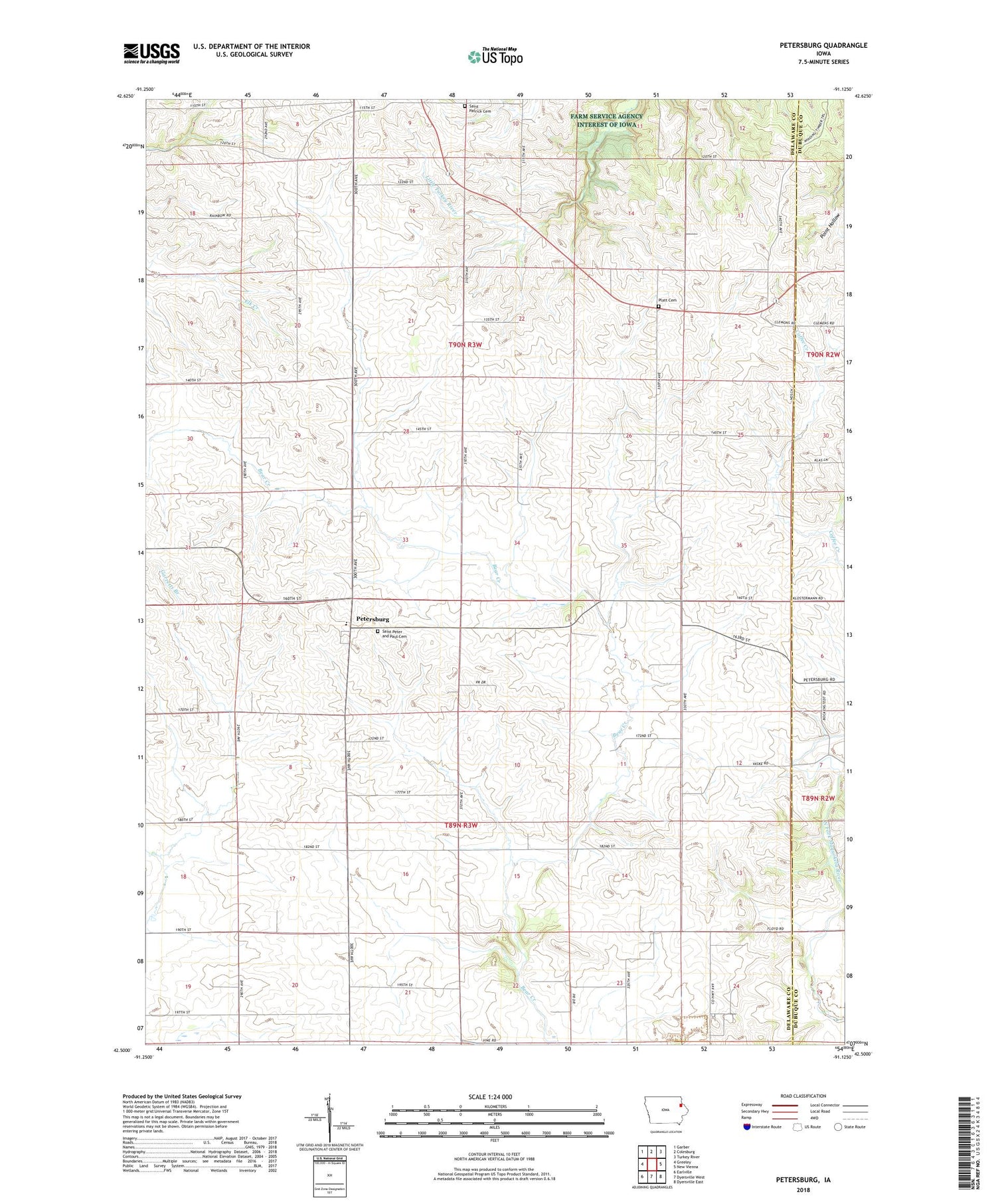 Petersburg Iowa US Topo Map Image