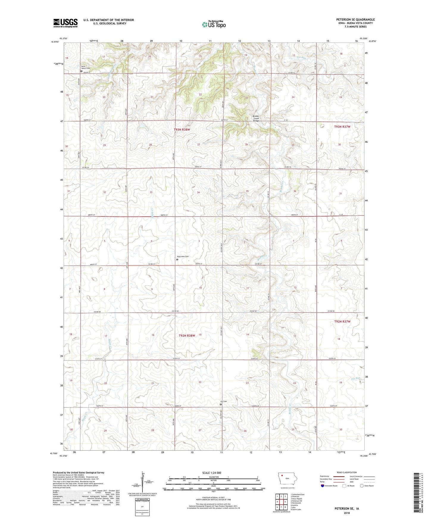 Peterson SE Iowa US Topo Map Image