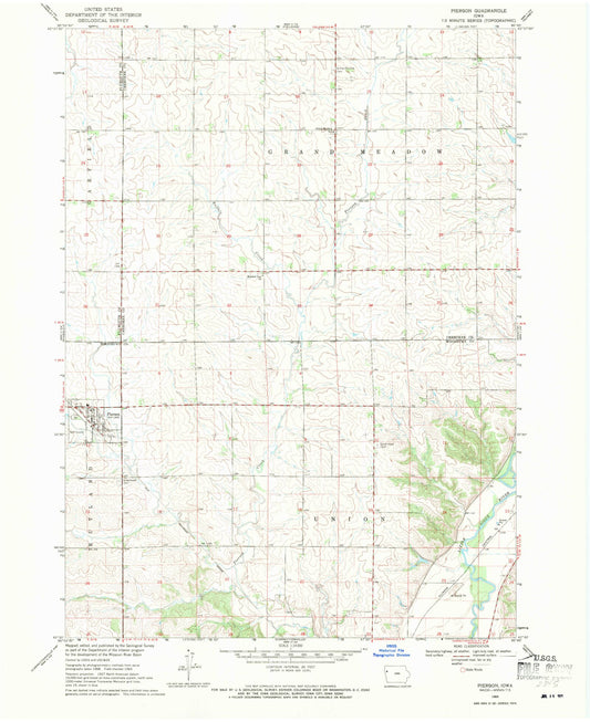 Classic USGS Pierson Iowa 7.5'x7.5' Topo Map Image