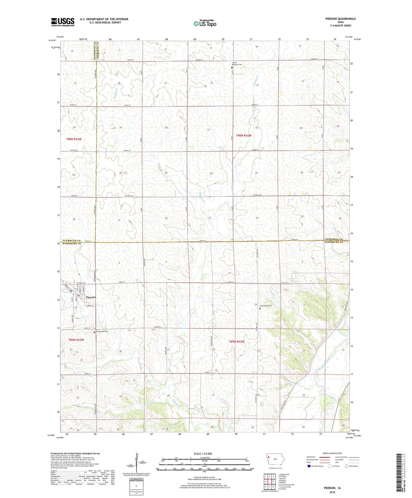 Pierson Iowa US Topo Map Image