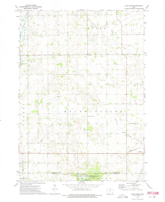 Classic USGS Pilot Knob Iowa 7.5'x7.5' Topo Map Image