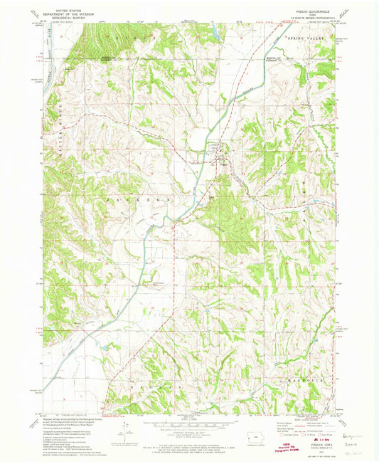 Classic USGS Pisgah Iowa 7.5'x7.5' Topo Map Image