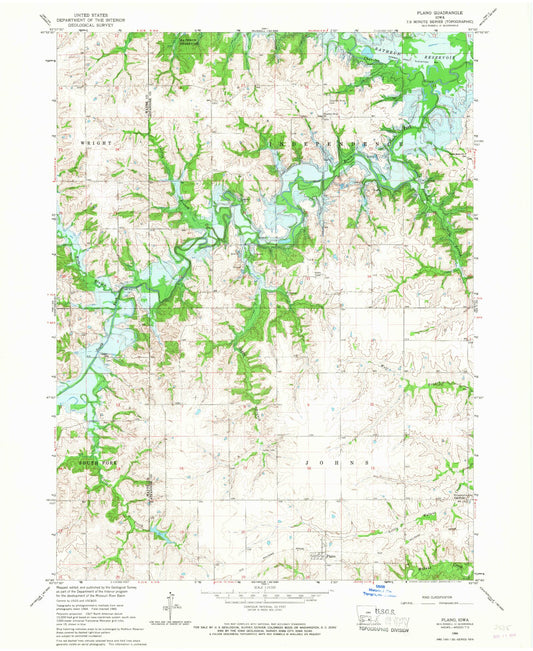 Classic USGS Plano Iowa 7.5'x7.5' Topo Map Image