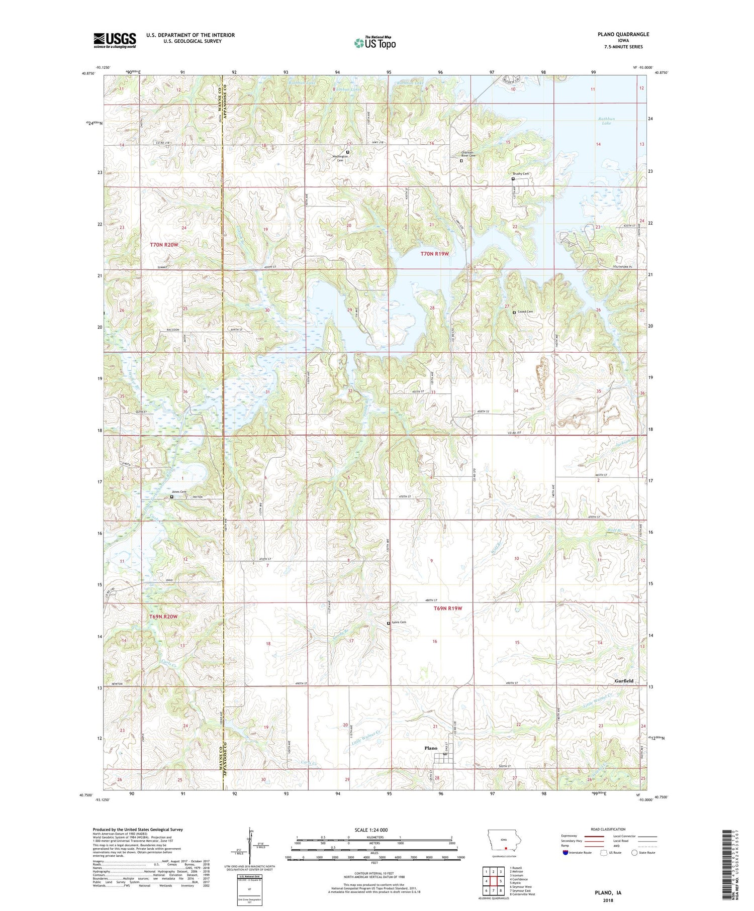 Plano Iowa US Topo Map Image