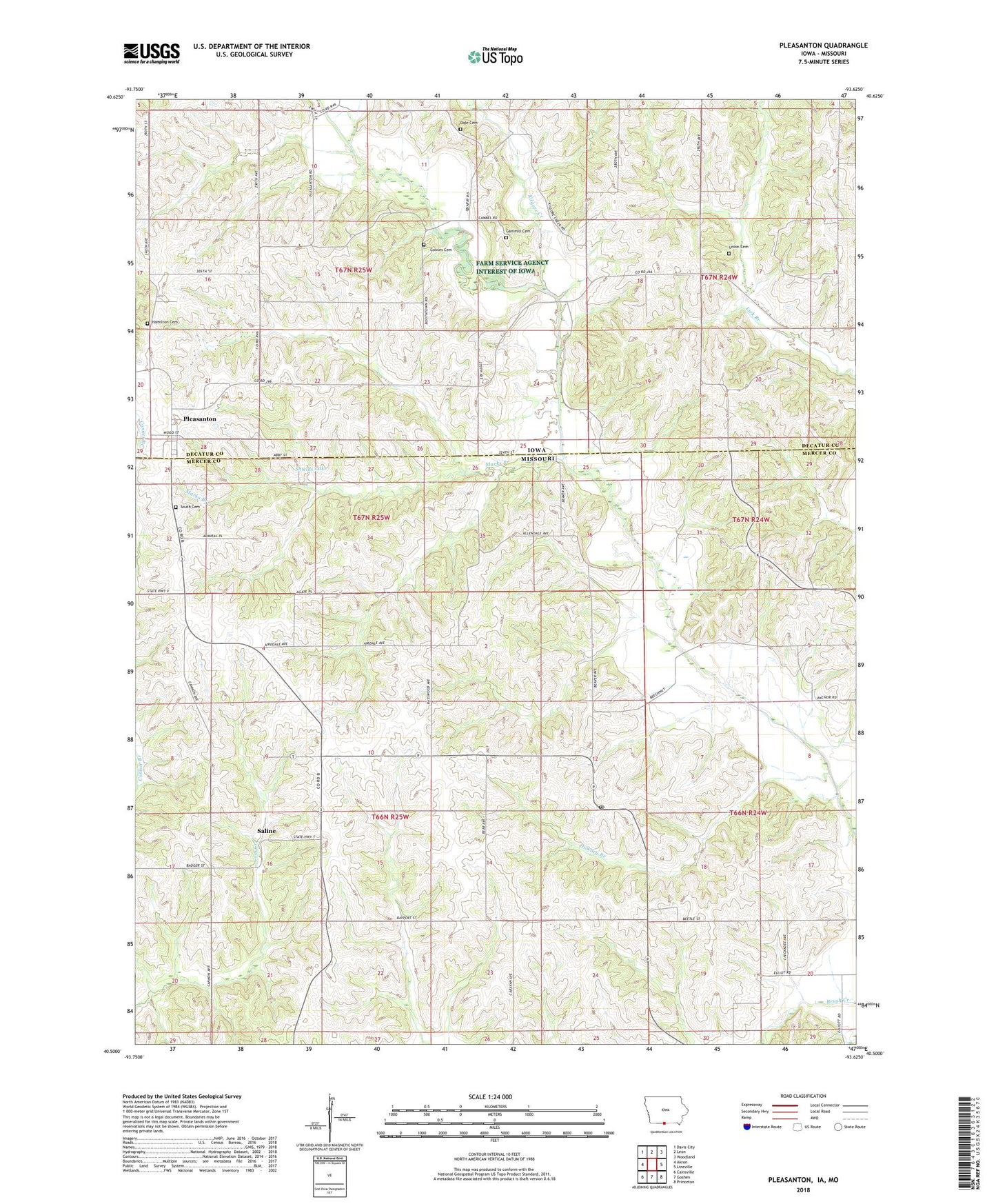 Pleasanton Iowa US Topo Map Image