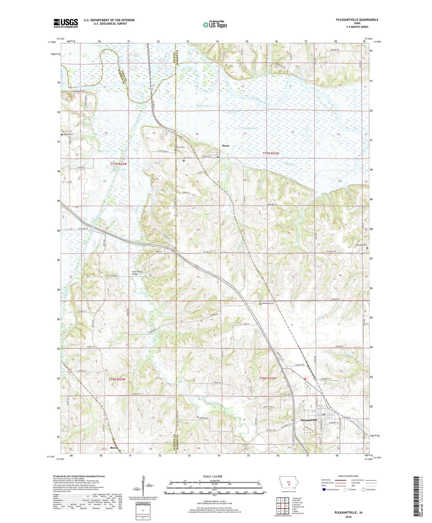 Pleasantville Iowa US Topo Map Image