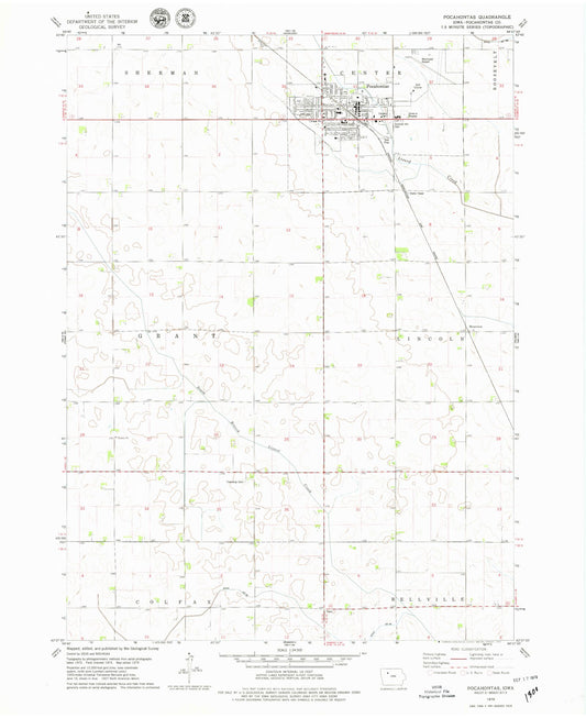 Classic USGS Pocahontas Iowa 7.5'x7.5' Topo Map Image