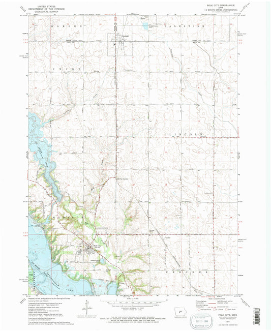 Classic USGS Polk City Iowa 7.5'x7.5' Topo Map Image