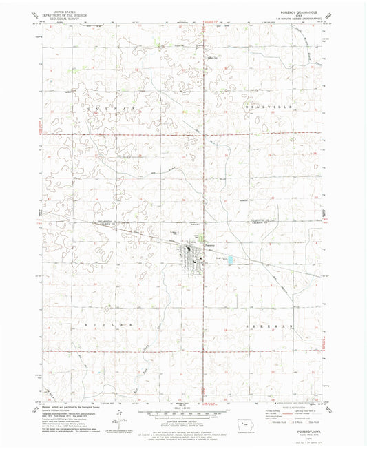 Classic USGS Pomeroy Iowa 7.5'x7.5' Topo Map Image