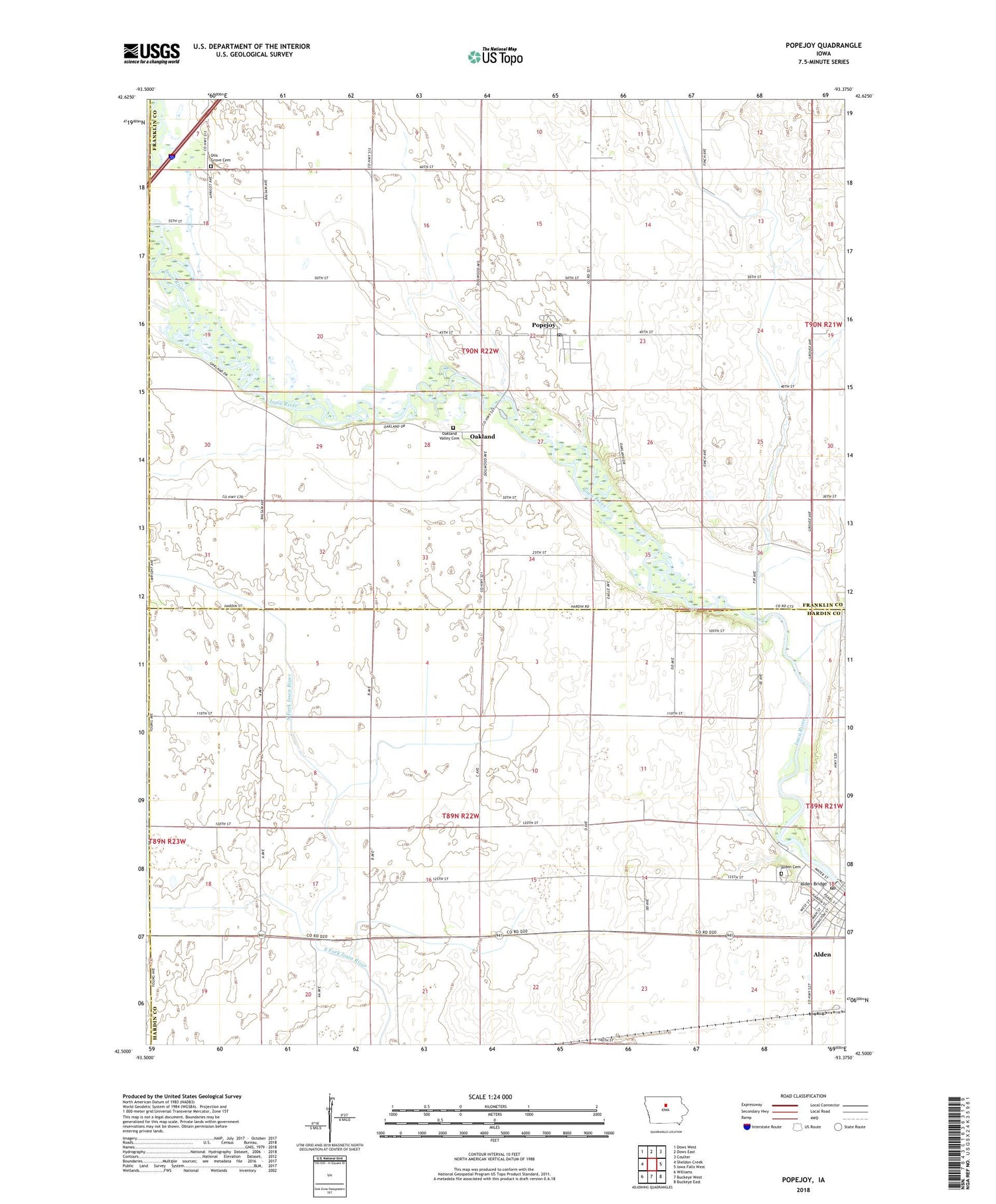 Popejoy Iowa US Topo Map Image