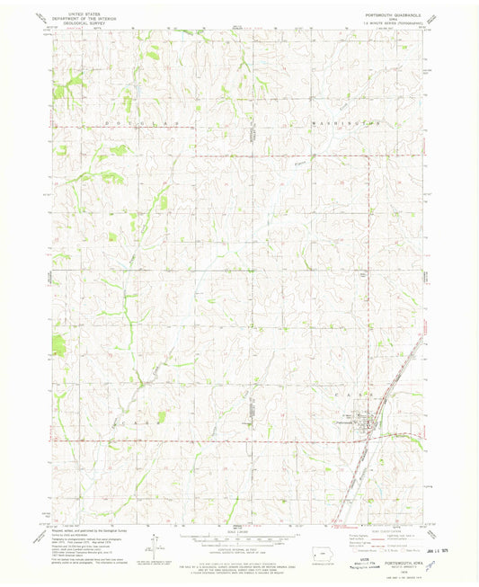 Classic USGS Portsmouth Iowa 7.5'x7.5' Topo Map Image