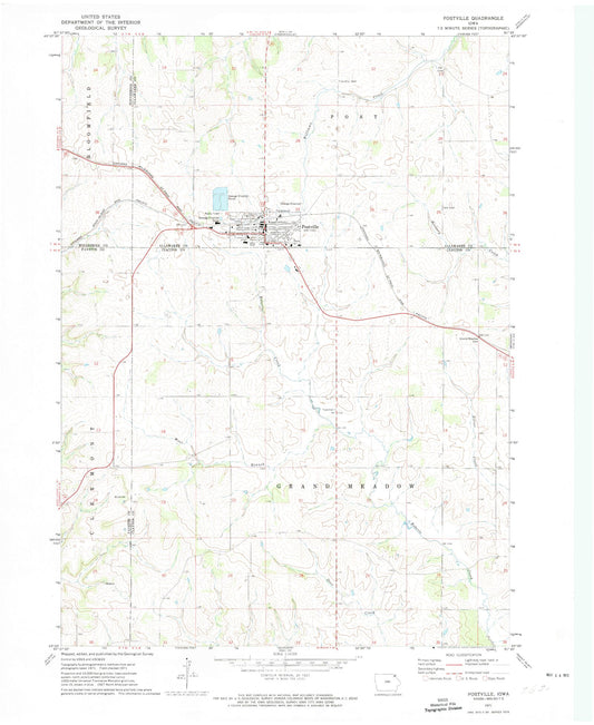 Classic USGS Postville Iowa 7.5'x7.5' Topo Map Image