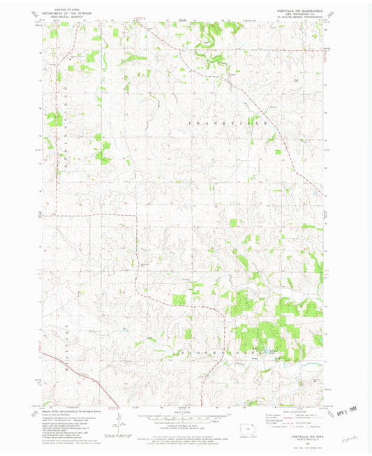 Classic USGS Postville NW Iowa 7.5'x7.5' Topo Map Image