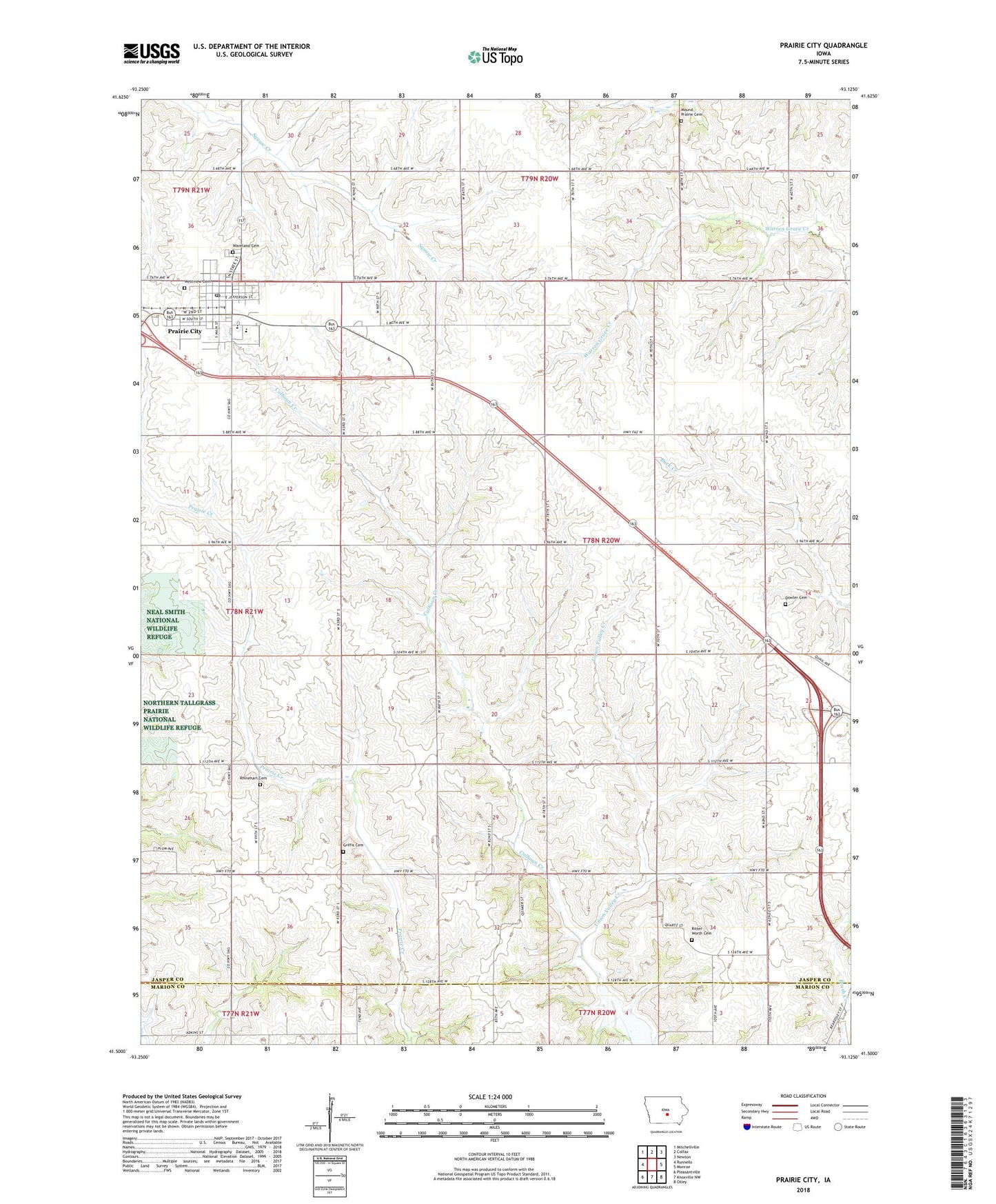 Prairie City Iowa US Topo Map Image