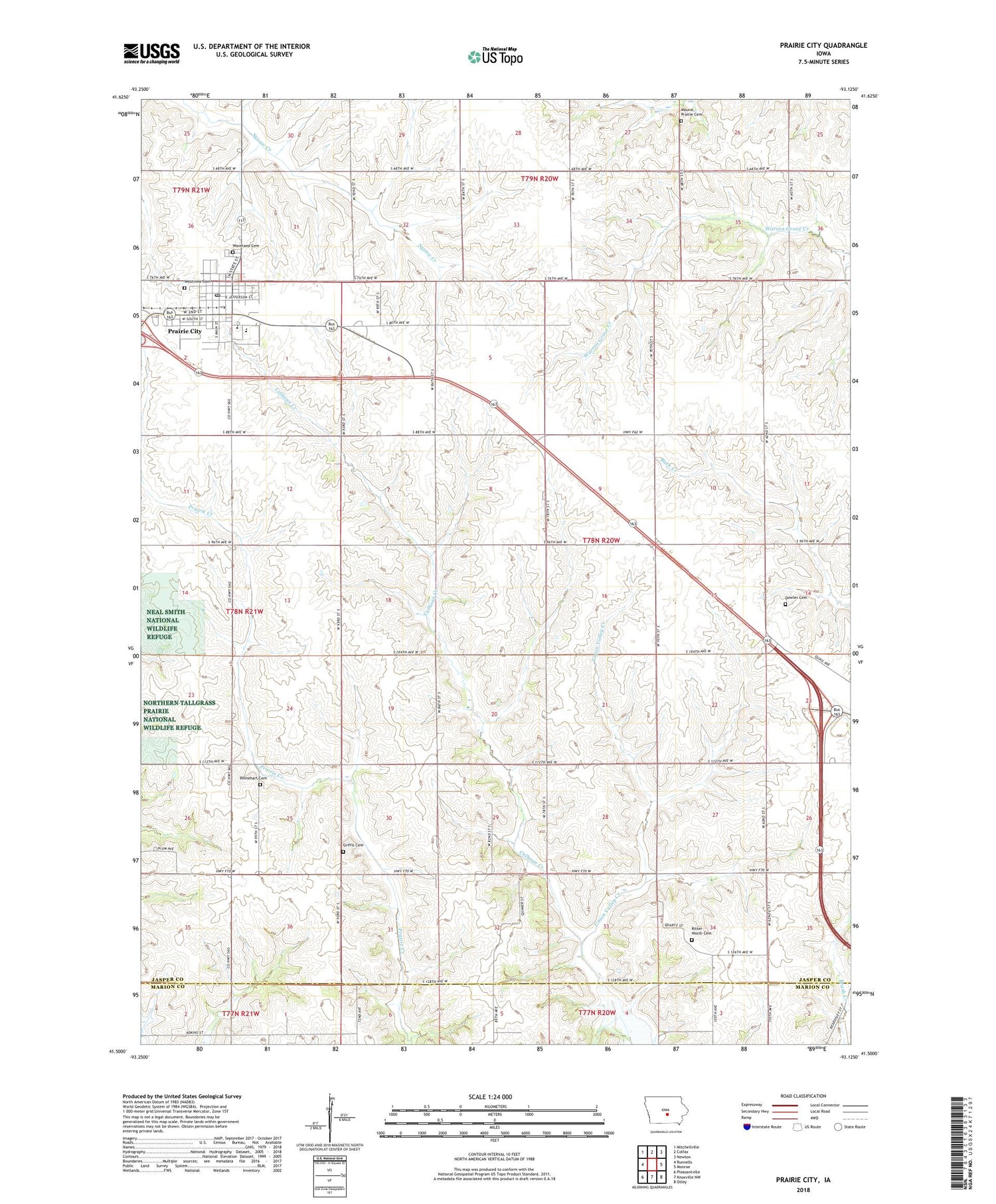 Prairie City Iowa US Topo Map Image