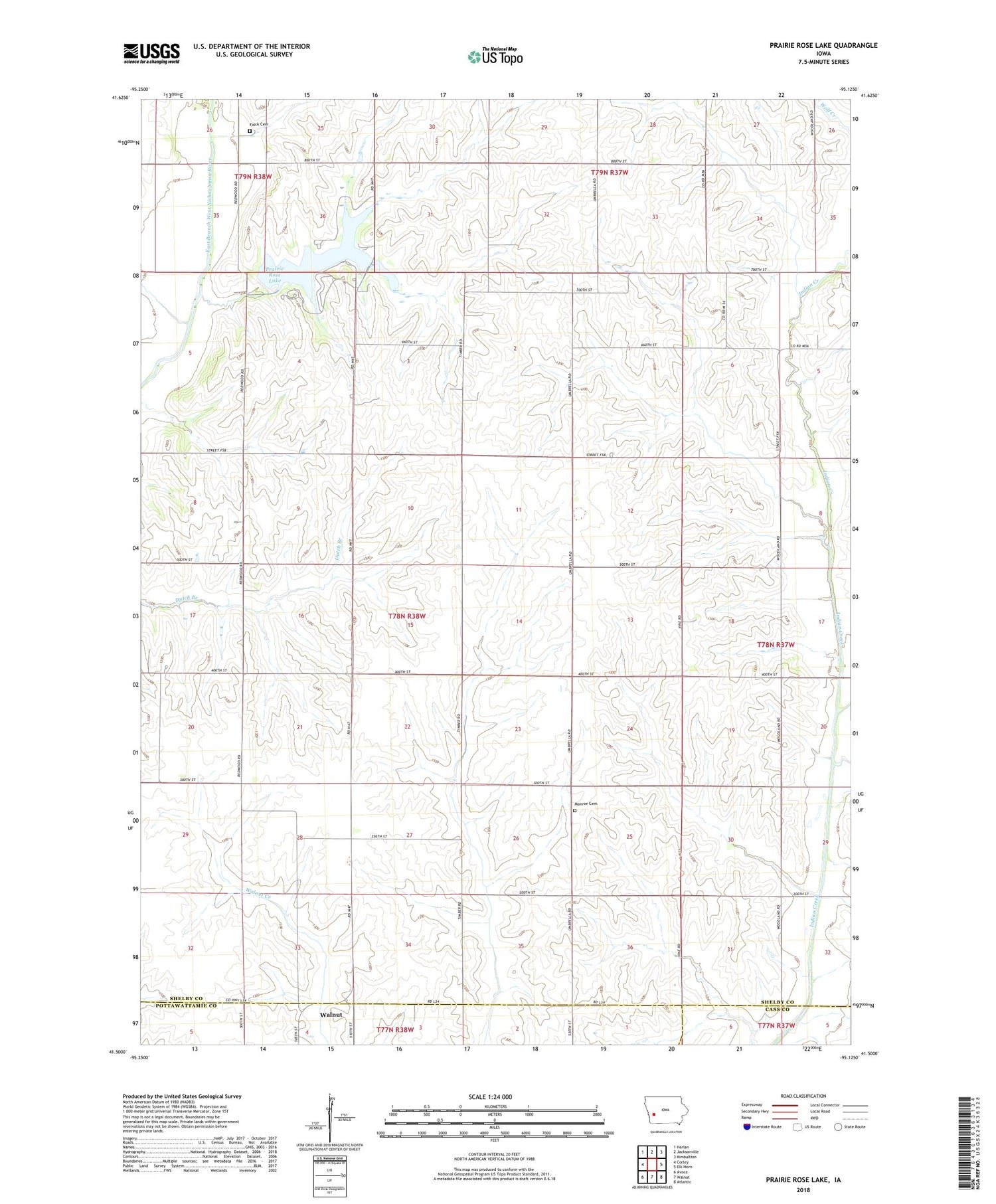 Prairie Rose Lake Iowa US Topo Map Image